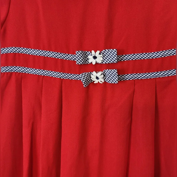 Vintage Bonnie‎ Jean Union Made Red White Peter Pan Collared Dress Size 7 - Picture 2 of 9